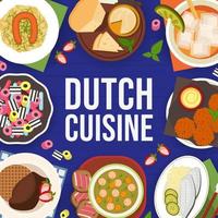 Dutch cuisine menu cover, restaurant dishes meals vector