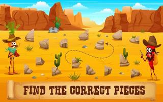 occidental niños juego encontrar el correcto pedazo de piedras vector