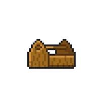 wooden tool box in pixel art style vector