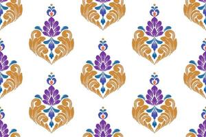 patchwork floral pattern with paisley and indian flower motifs. damask style pattern for textil and decoration vector