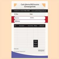 Business Invoice Template Design Illustration, vector Invoice Template Cash Memo free Vector Design.