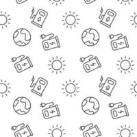 Seamless pattern of eco gas station, sun, planet. Perfect for wallpapers, covers, backgrounds, fabric, textile vector