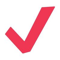 Simple red check mark icon in red. Red color vector. vector