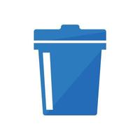 Blue trash can icon with a sense of gloss. Flat design vector. vector
