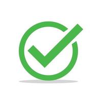 Green simple check mark icon with shadow. vector. vector