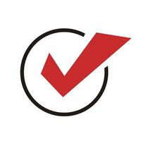 Red check mark icon in a round circle. vector. Success and authentication. vector