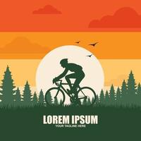 mountain bike logo in the afternoon vector