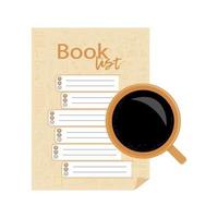 List of books and a mug of tea vector