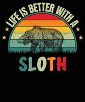 lazy Sloth Retro sunset vector t shirt design
