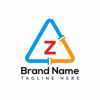 Plumbing Template On Z Letter. Plumbing Logo Design Concept vector