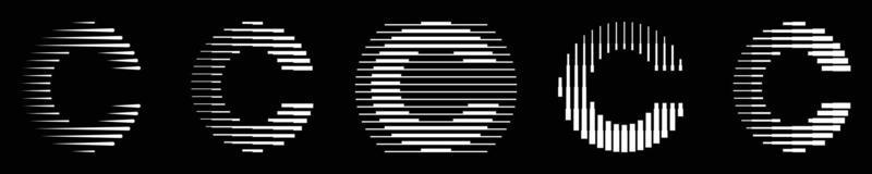 Set monogram logo letter c lines abstract modern art vector illustration