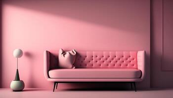 Livingroom Interior with pink sofa and clear room, photo