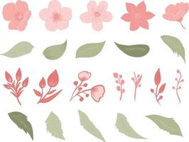 Hand drawn spring flower collection Vector Illustration