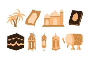 vector diseño celebracion Ramadán y eid Mubarak familia, Orando y dando dibujos animados personaje ilustración concepto