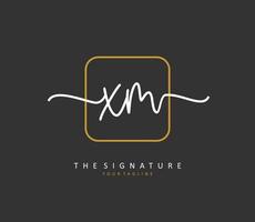 X M XM Initial letter handwriting and  signature logo. A concept handwriting initial logo with template element. vector