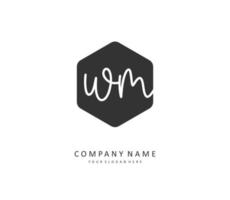 W M WM Initial letter handwriting and  signature logo. A concept handwriting initial logo with template element. vector