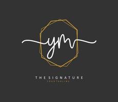 Y M YM Initial letter handwriting and  signature logo. A concept handwriting initial logo with template element. vector