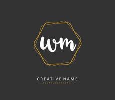 W M WM Initial letter handwriting and  signature logo. A concept handwriting initial logo with template element. vector