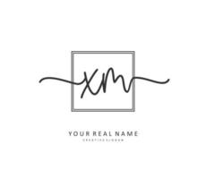 X M XM Initial letter handwriting and  signature logo. A concept handwriting initial logo with template element. vector