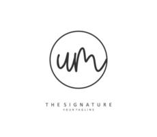 U M UM Initial letter handwriting and  signature logo. A concept handwriting initial logo with template element. vector