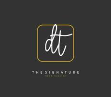 D T DT Initial letter handwriting and  signature logo. A concept handwriting initial logo with template element. vector