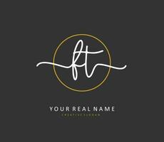 F T FT Initial letter handwriting and  signature logo. A concept handwriting initial logo with template element. vector