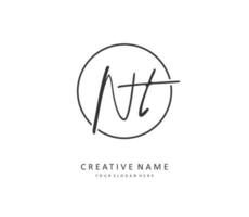 N T NT Initial letter handwriting and  signature logo. A concept handwriting initial logo with template element. vector