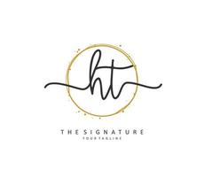 H T HT Initial letter handwriting and  signature logo. A concept handwriting initial logo with template element. vector