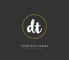 D T DT Initial letter handwriting and  signature logo. A concept handwriting initial logo with template element. vector