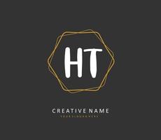 H T HT Initial letter handwriting and  signature logo. A concept handwriting initial logo with template element. vector