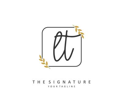 L T LT Initial letter handwriting and  signature logo. A concept handwriting initial logo with template element. vector