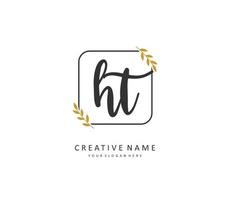 H T HT Initial letter handwriting and  signature logo. A concept handwriting initial logo with template element. vector