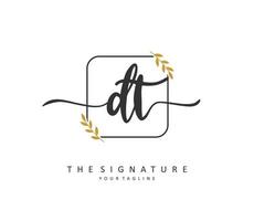 D T DT Initial letter handwriting and  signature logo. A concept handwriting initial logo with template element. vector