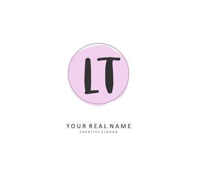 L T LT Initial letter handwriting and  signature logo. A concept handwriting initial logo with template element. vector