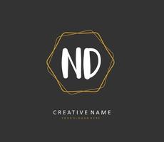 ND Initial letter handwriting and  signature logo. A concept handwriting initial logo with template element. vector