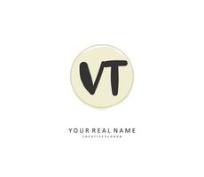 V T VT Initial letter handwriting and  signature logo. A concept handwriting initial logo with template element. vector