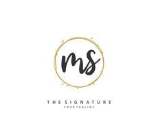 M S MS Initial letter handwriting and  signature logo. A concept handwriting initial logo with template element. vector