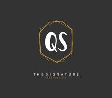 Q S QS Initial letter handwriting and  signature logo. A concept handwriting initial logo with template element. vector