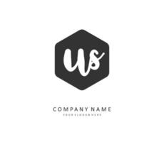 U S US Initial letter handwriting and  signature logo. A concept handwriting initial logo with template element. vector