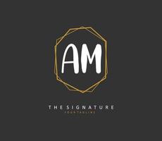 A M AM Initial letter handwriting and  signature logo. A concept handwriting initial logo with template element. vector