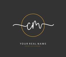 C M CM Initial letter handwriting and  signature logo. A concept handwriting initial logo with template element. vector