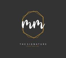 M MM Initial letter handwriting and  signature logo. A concept handwriting initial logo with template element. vector