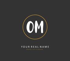 O M OM Initial letter handwriting and  signature logo. A concept handwriting initial logo with template element. vector