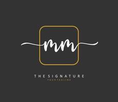 M MM Initial letter handwriting and  signature logo. A concept handwriting initial logo with template element. vector