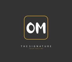 O M OM Initial letter handwriting and  signature logo. A concept handwriting initial logo with template element. vector