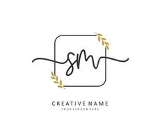 S M SM Initial letter handwriting and  signature logo. A concept handwriting initial logo with template element. vector