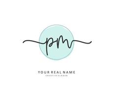 P M PM Initial letter handwriting and  signature logo. A concept handwriting initial logo with template element. vector