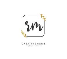 R M RM Initial letter handwriting and  signature logo. A concept handwriting initial logo with template element. vector