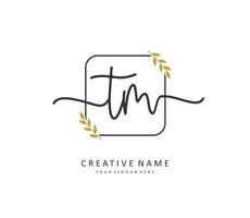 T M TM Initial letter handwriting and  signature logo. A concept handwriting initial logo with template element. vector