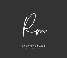 R M RM Initial letter handwriting and  signature logo. A concept handwriting initial logo with template element. vector